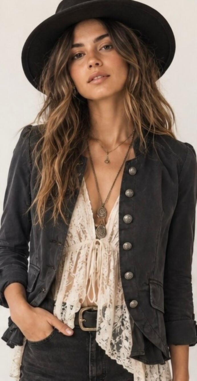 Free People Ruffles & Romance Marching Band, Military Jacket, Urban, Grunge, S